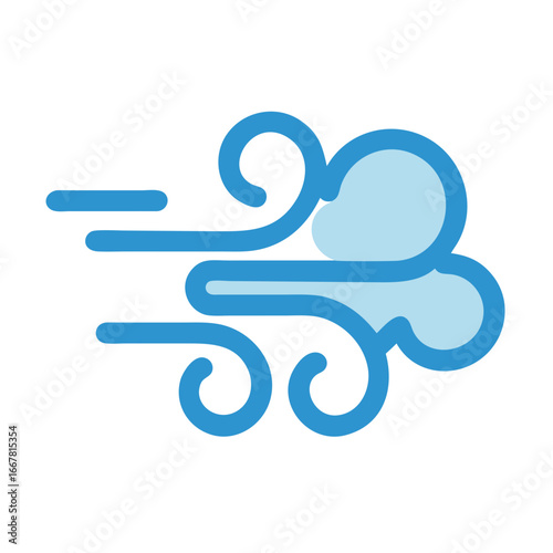 Abstract illustration of wind blowing with stylized swirls against a dark background