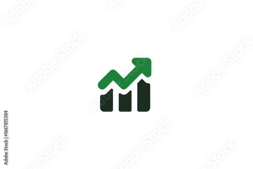 Green arrow ascends on dark-grey bar graph, signifying growth