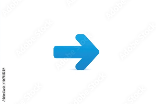 A simple, bright blue arrow pointing right, isolated on a white background