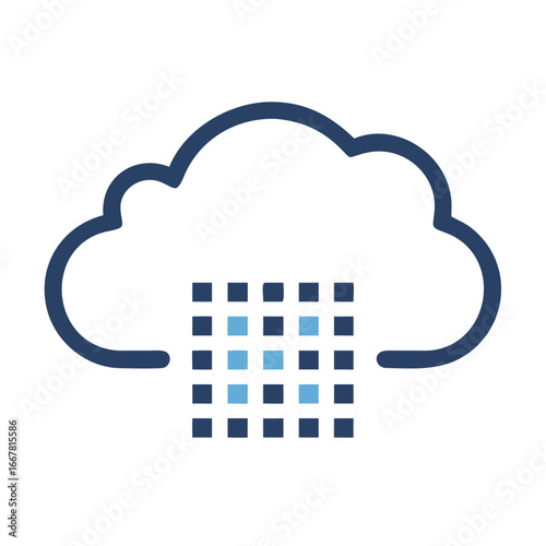 Digital Cloud Data Storage Abstract Concept with a grid pattern on black background