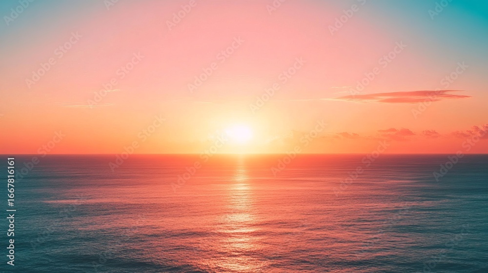 Obraz premium Panoramic sunset over tranquil ocean