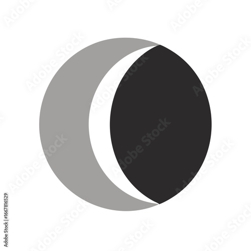 Abstract moon eclipse illustration on black backdrop showcasing cosmic design elements