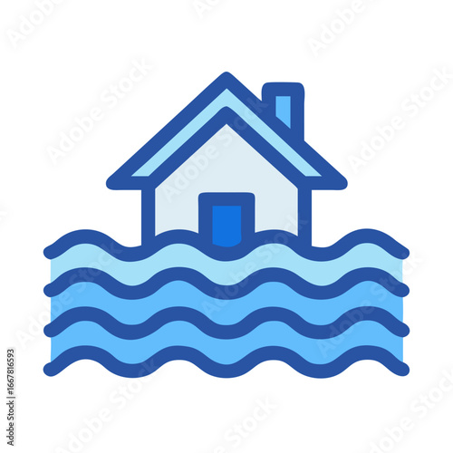 House Flooded by Rising Water: A Symbol of Climate Change and Natural Disasters