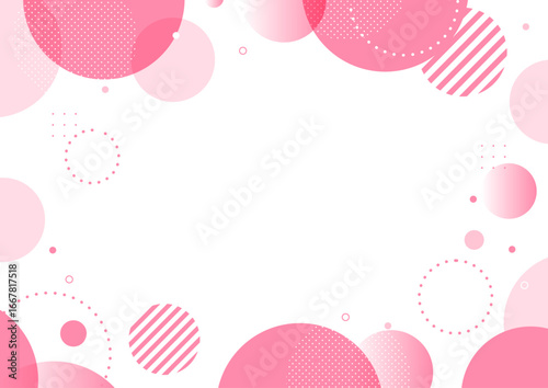 幾何学 円 グラフィック フレーム 背景素材 ピンク