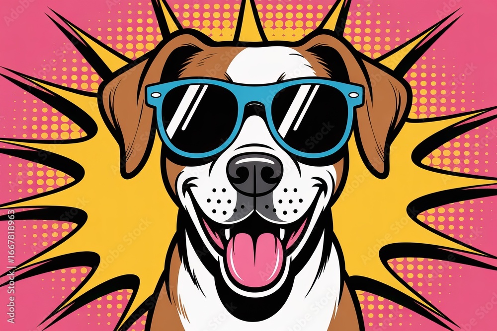 Fototapeta premium Cool Dogs with Sunglasses Art Bundle – Graffiti, Pop Art, and Watercolor Styles
