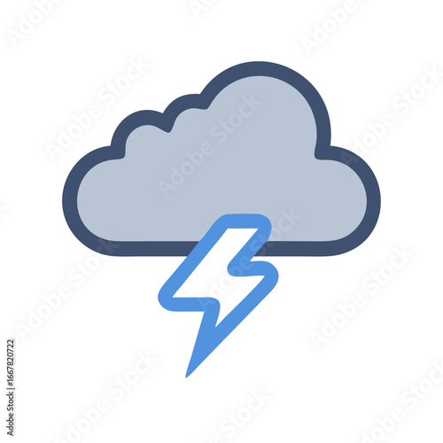 Stylized Cloud with Lightning Bolt Icon on Black Background for Weather Forecast