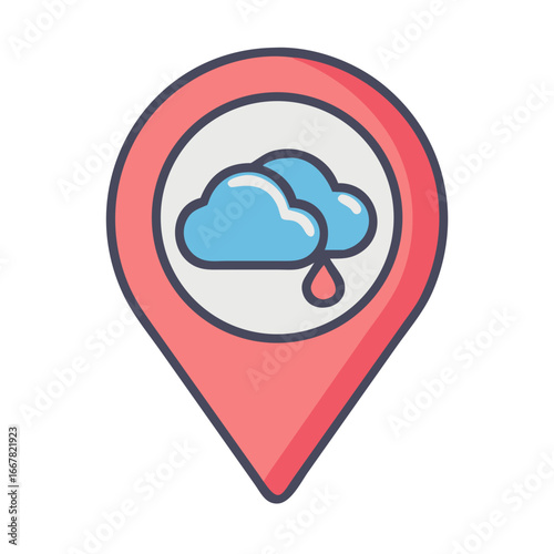 Free Download Weather forecast location pin featuring rain clouds in a modern minimalist style - GFXLoad