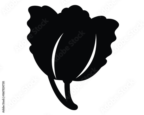 Monochromatic Silhouette of a Head of Lettuce with Wavy Leaf Edges