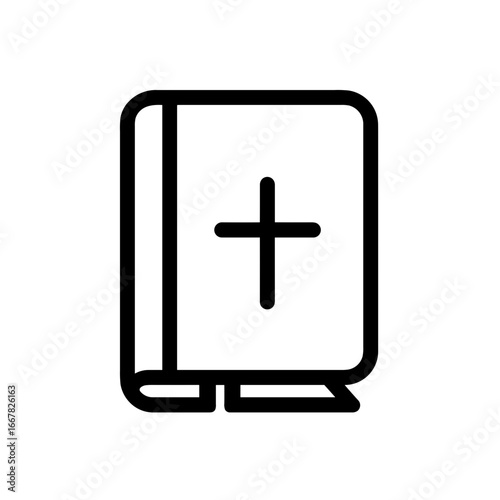 Minimalist Silhouette of a Holy Book with Cross Bible Icon 