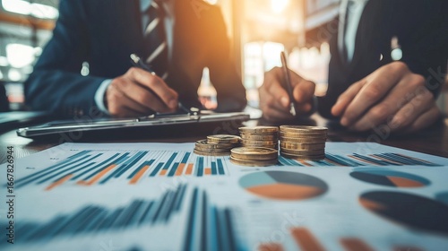 Businesspeople reviewing financial data