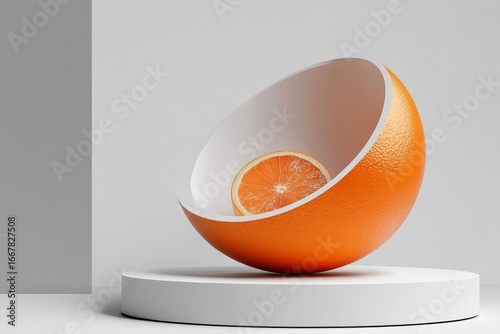 Fruit Orange clean and professional composition, copy space, background color white, minimalism, stock vector