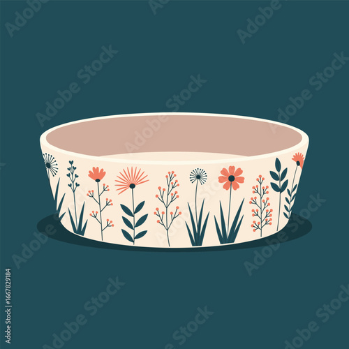 A charming ceramic bowl decorated with a delicate botanical floral pattern