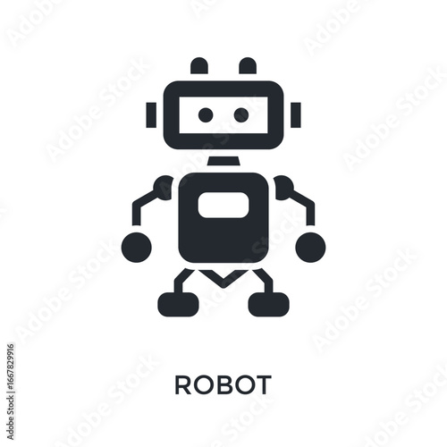 Robot Icon Glyph Style. Vector Illustration For Graphic Design