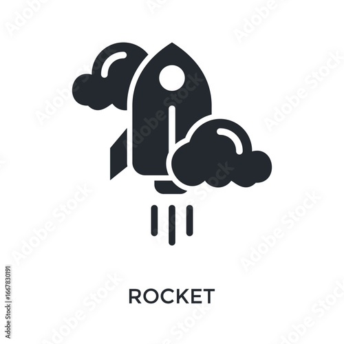 Rocket Icon Glyph Style. Vector Illustration For Graphic Design