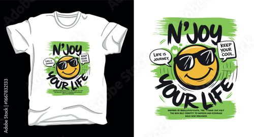 N joy yourself motivational emoji graphic vector art t-shirt design print
