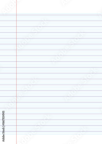 Feuille Seyès lignée avec marge rouge et interlignes de 3 mm, apprentissage de l’écriture manuscrite, support pédagogique, feuille de cahier pour les exercices d'écriture.