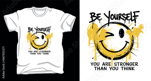 Be yourself motivational emoji graphic vector art t-shirt design print
