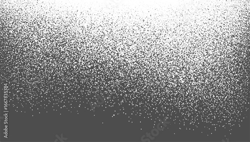 A grey background with a dense scattering of white speckles that gradually thin out towards the top.