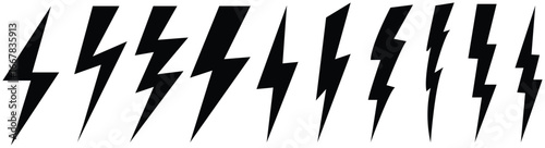 Lightning bolt icon set, high voltage sign collection, Energy and thunder electricity symbol concept, vector Illustration