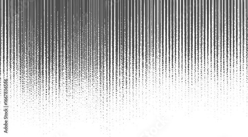 A pattern of dark grey vertical lines that fade into scattered dots against a white background.