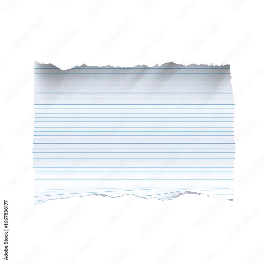 Fototapeta premium Torn piece of lined paper on transparent background
