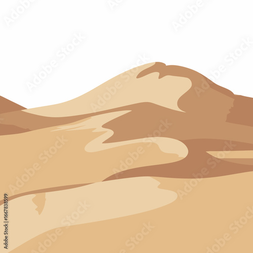 Serene desert landscape with rolling sand dunes minimalist illustration perfect for background or design element showcasing nature and adventure