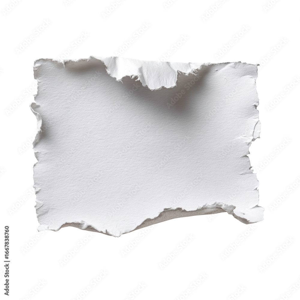 Obraz premium Torn white paper with rough edges on transparent background