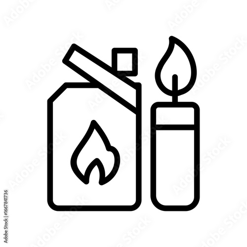 Matchstick & Lighter icon  or logo isolated sign symbol vector illustration - high quality black style vector icons