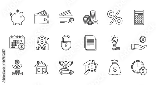 Financial Icons A Comprehensive Collection of Business and Investment Symbols for Digital and Print Media