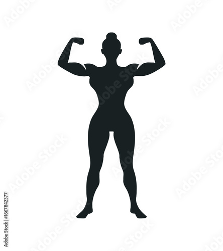 Gym posing silhouette. Athlete vector  