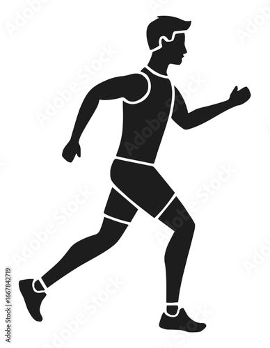 Running figure silhouette. Fitness exercise