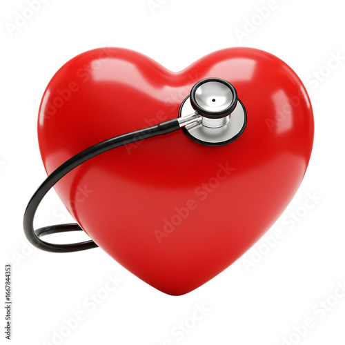 Red heart with stethoscope medical health care icon