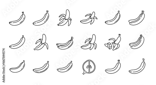 Collection of banana illustrations and graphic design elements for various creative projects and uses