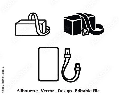 Vector art of set of yoga block and power bank silhouette vector design
