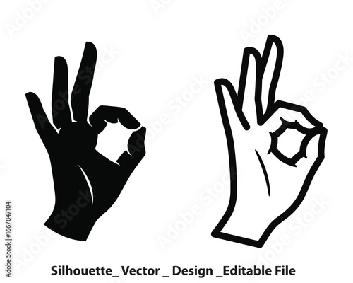 Vector art of hand showing ok sign, gesture of approval
