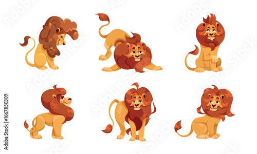 A Pixel Art Lions Collection showcasing various poses and unique expressions of these creatures