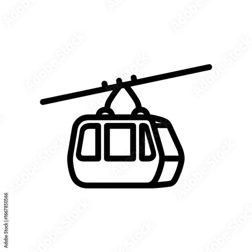 Modern Cable Car Gondola Lift Transportation Vector Icon Design for Travel Tourism Applications