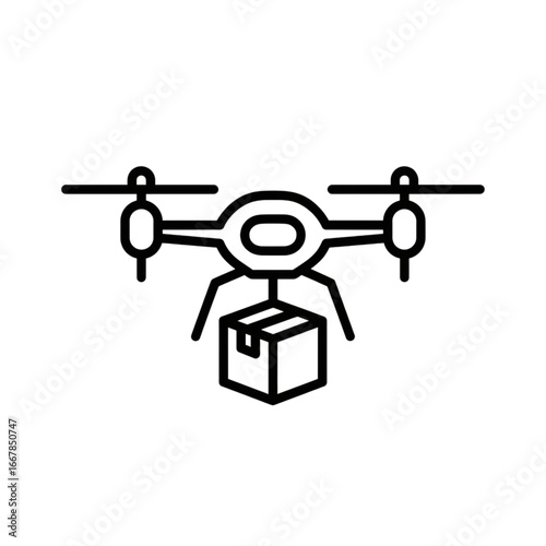 Delivery Drone Quadcopter Package Shipping Unmanned Aerial Vehicle Logistics Vector Icon