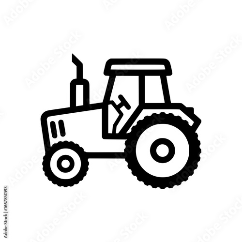 Agricultural Farm Tractor Machinery Vector Icon for Rural Farming Applications