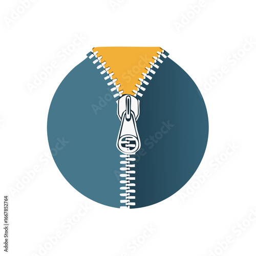 Stylized Illustration of a Zipper in a Circle