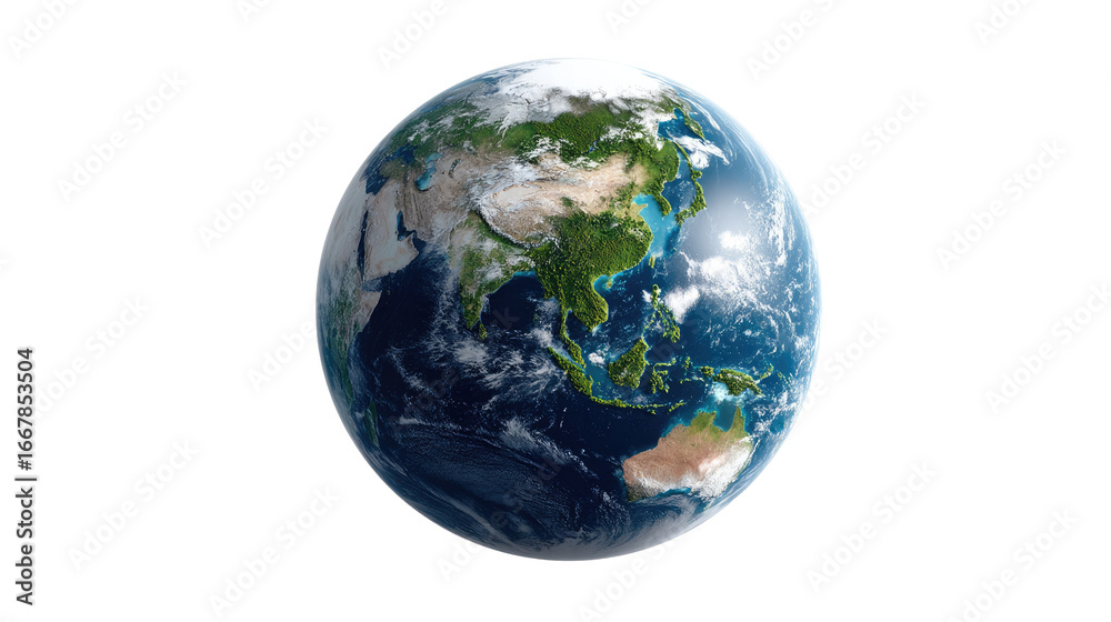 Fototapeta premium Earth from space: A stunning view of planet Earth, showcasing the continents, oceans, and atmospheric details in high resolution, promoting environmental awareness.