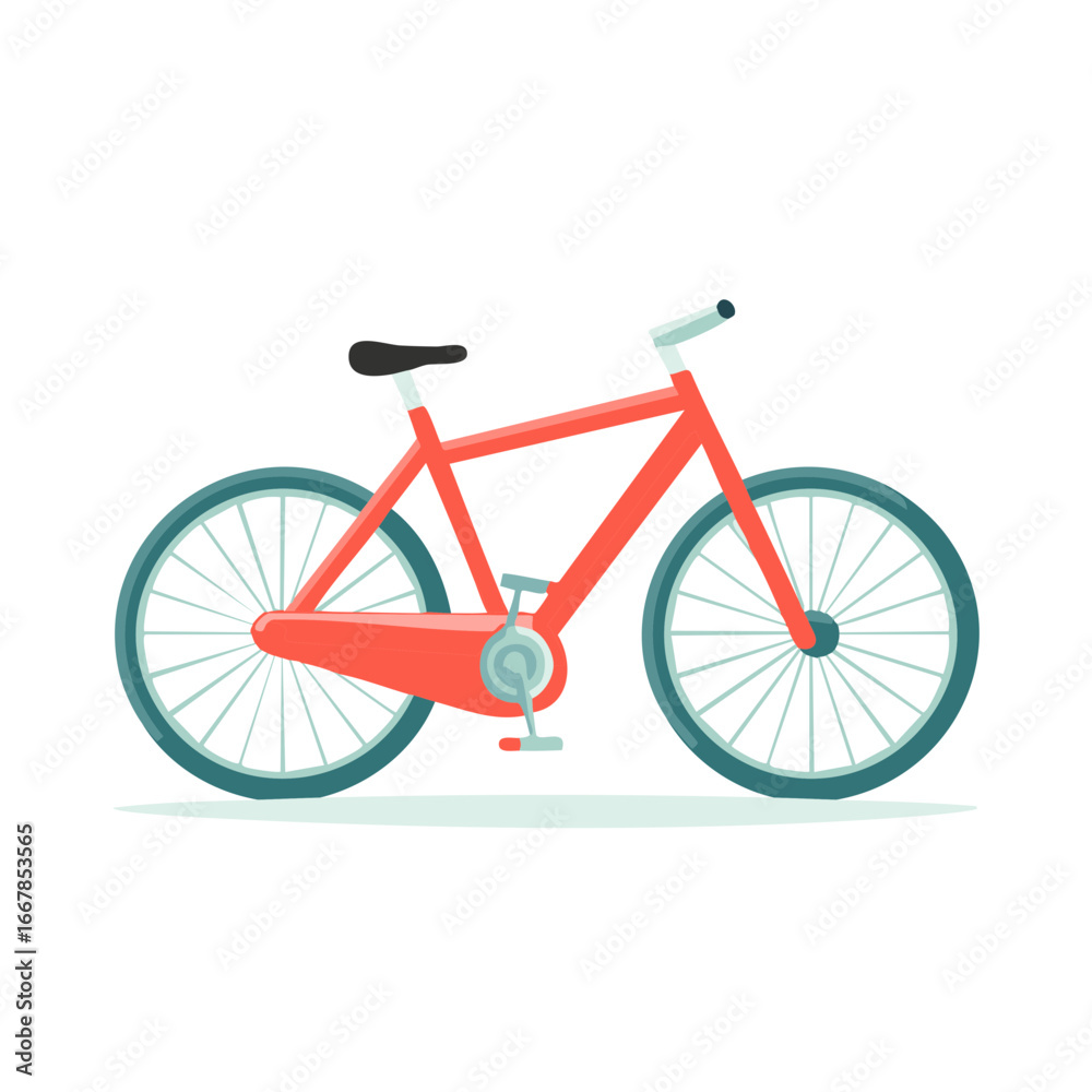 Fototapeta premium Red bicycle vector illustration. Modern city bike design, isolated on white background.