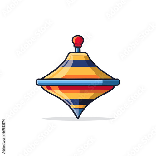Colorful cartoon illustration of a spinning top isolated on white