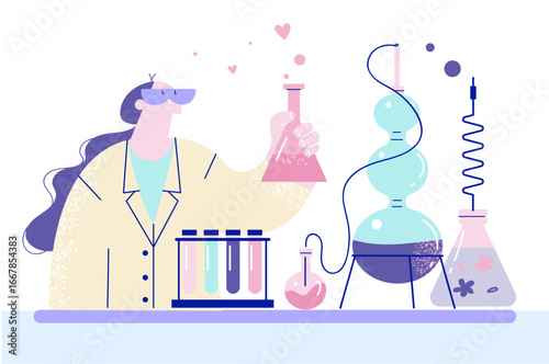 Chemistry worker, woman scientist concept