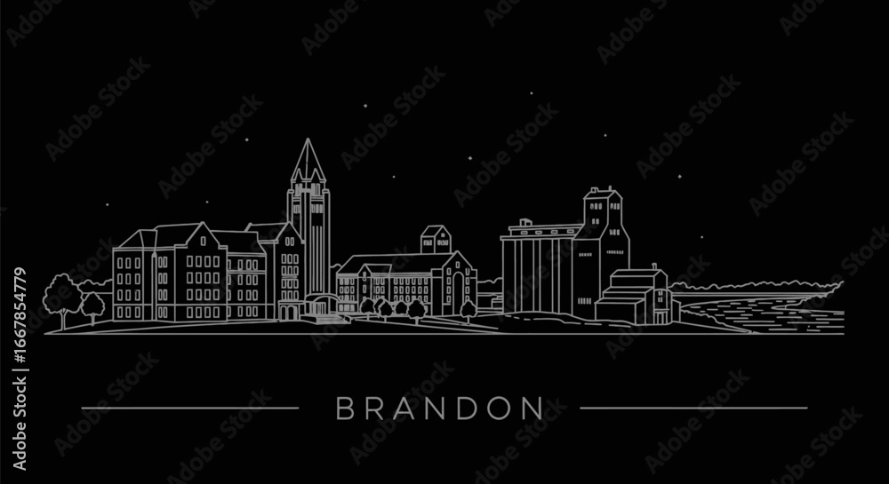 Fototapeta premium Brandon Manitoba Minimalist Skyline Outline