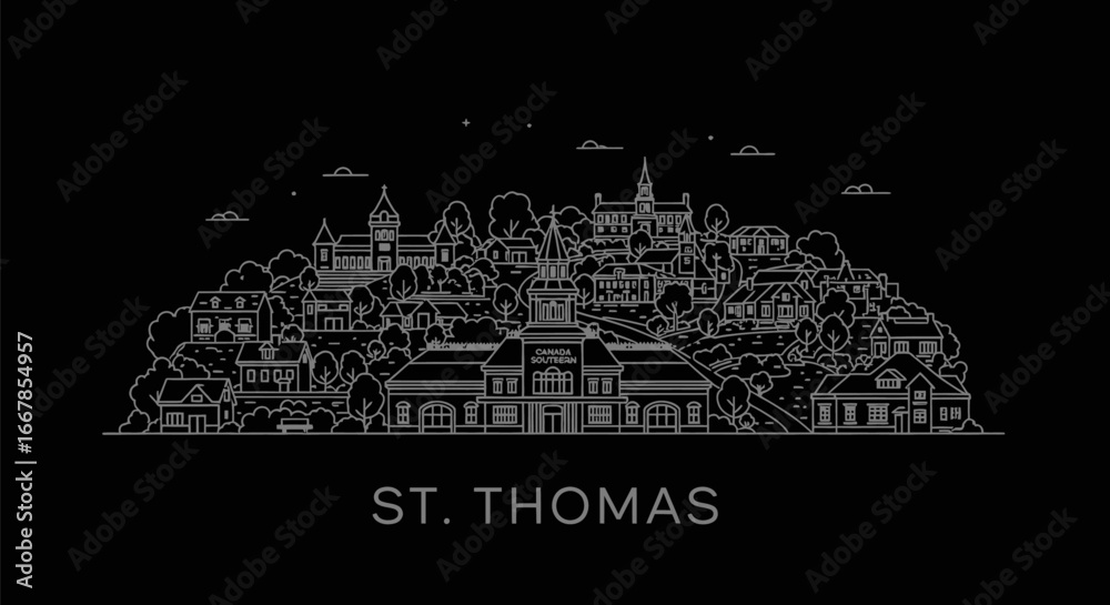Obraz premium St. Thomas Ontario Minimalist Skyline Illustration