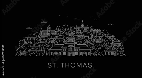 St. Thomas Ontario Minimalist Skyline Illustration