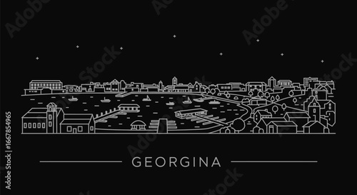 Georgina, Ontario Skyline Line Art