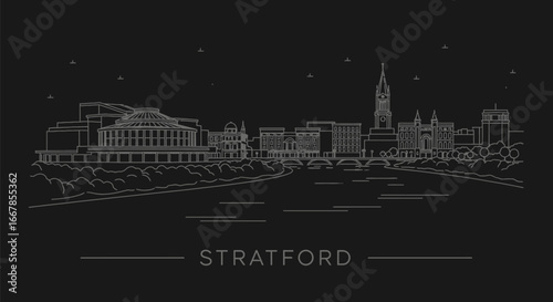 Stratford Ontario Skyline Minimalist Linear Illustration