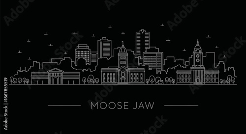 Moose Jaw Saskatchewan Cityscape Line Art